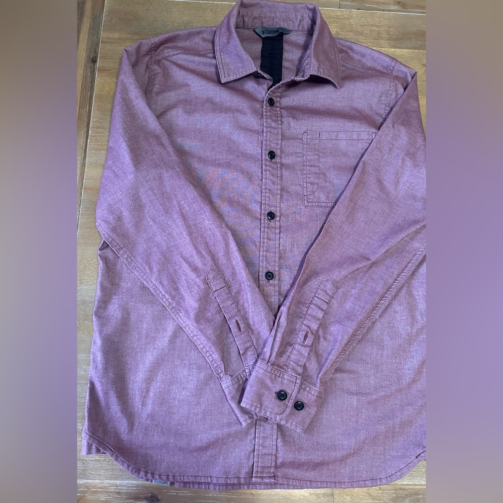 Chrome Industries Men’s Pink/red Button Down Shirt Large